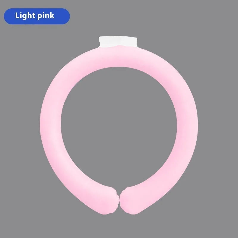 PVC fabric hanging ice cooling neck ring in blue colour for outdoor sports heatstroke prevention.