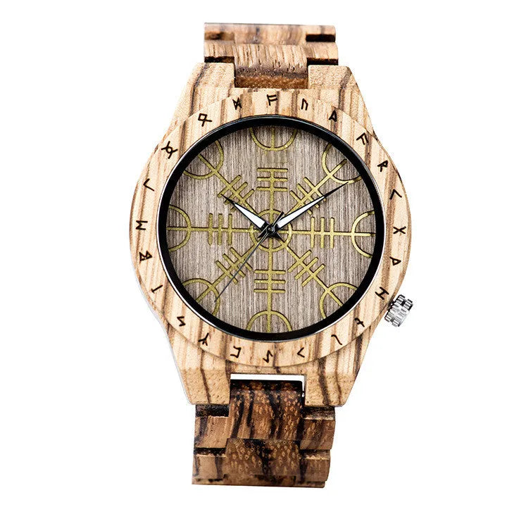 Leisure ebony all wood watch with quartz movement and mineral glass mirror, casual style, four colour options