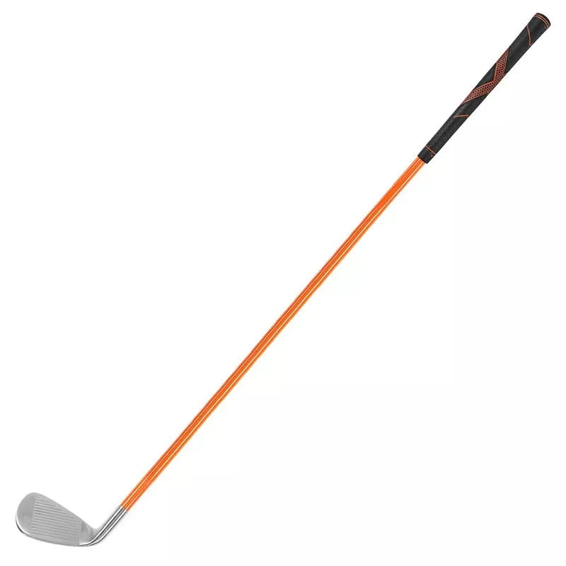 Golf Iron Swing Trainer in orange, black, and blue for safe practice sessions