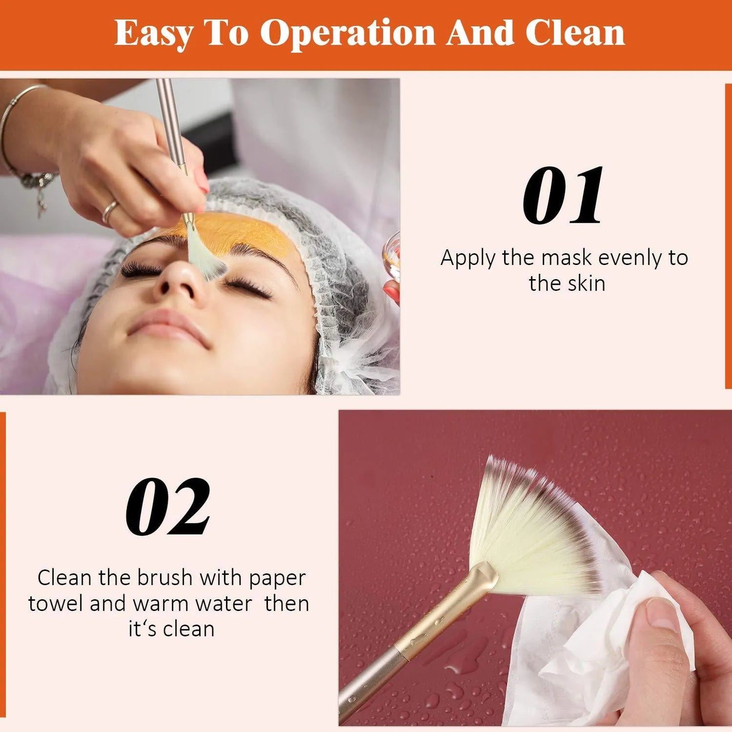 10 professional facial fan brushes with champagne finish and acrylic handles for makeup and facial treatments
