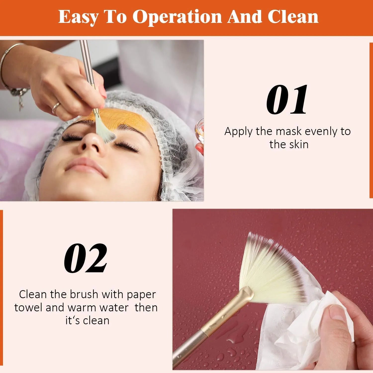 10 professional facial fan brushes with champagne finish and acrylic handles for makeup and facial treatments
