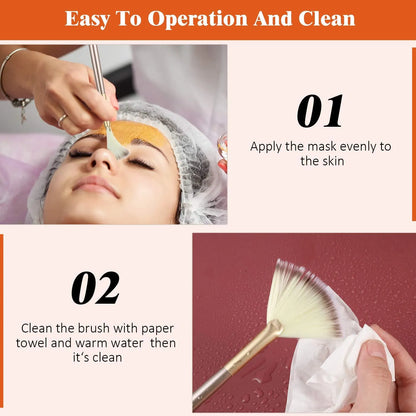 10 professional facial fan brushes with champagne finish and acrylic handles for makeup and facial treatments