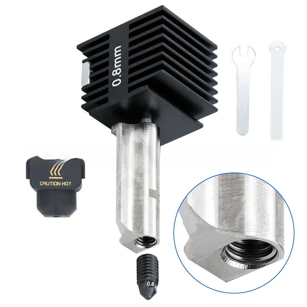 Bambu Lab A1 Mini 3D printer hot end assembly kit with hardened steel nozzles and black silicone sleeve