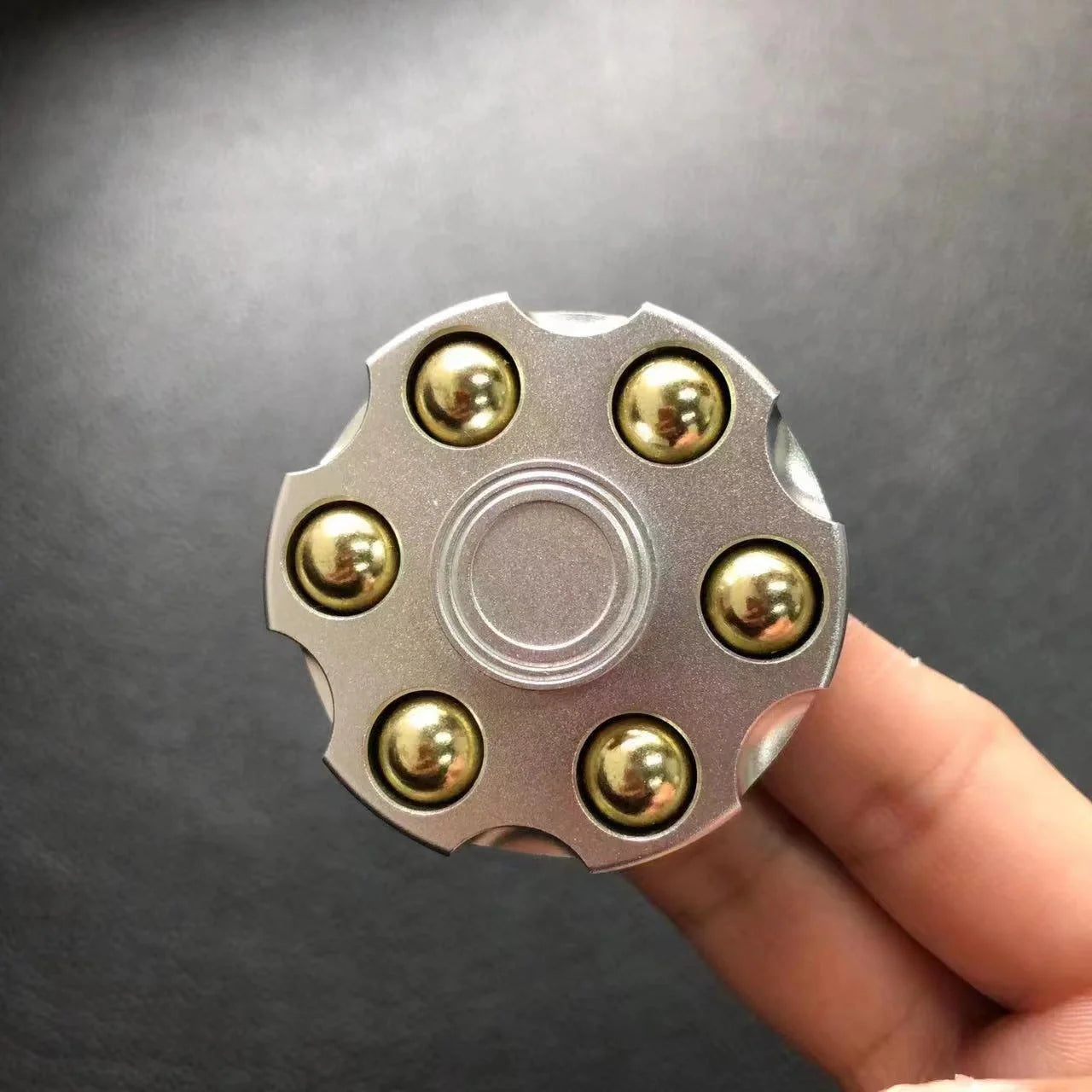 Brass gun revolver bullet fidget spinner with detachable rotating top
