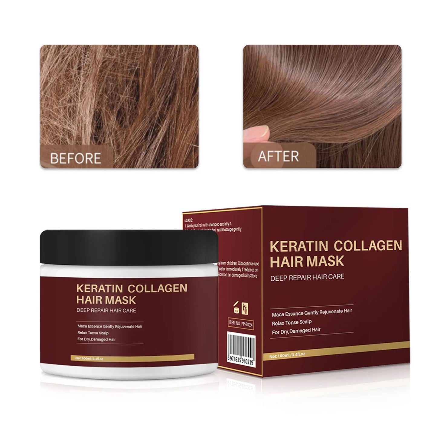 100ml collagen hair mask bottle for moisturising and repairing strong, tough hair