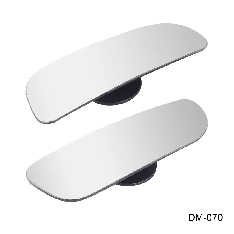 Glass adjustable blind spot rearview mirror with sponge adhesive backing for car installation.