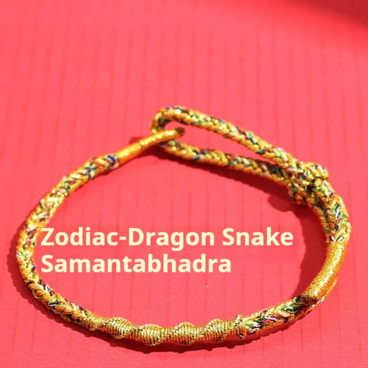 Woven eight-strand hand strap in zodiac-themed colours with flexible wire construction