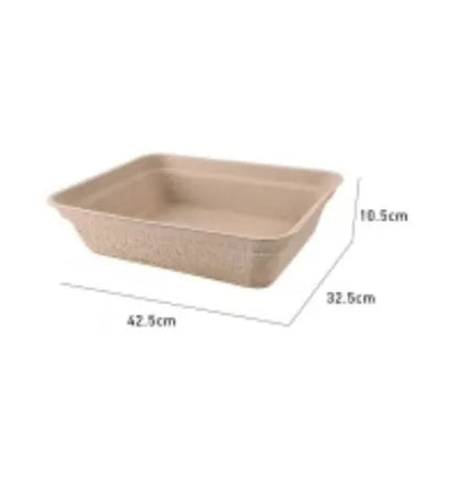 Brown disposable biodegradable cat litter box shown in three different size options