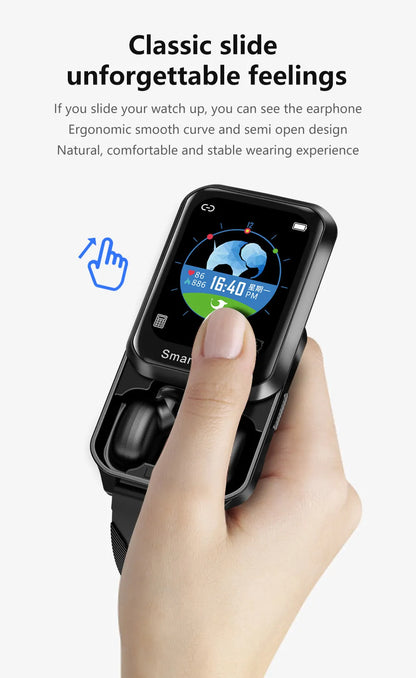 Black smart bracelet with 1.78-inch split screen display showing password lock screen interface
