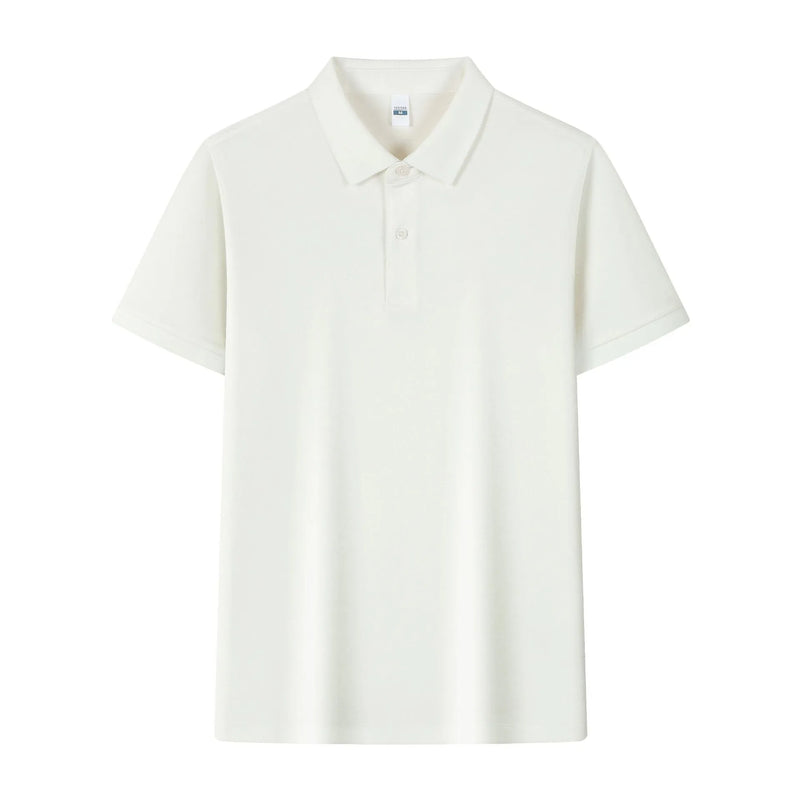 Ice silk cotton polo shirt with business lapel collar design available in eight contemporary colours including matcha and orange red for professional summer workwear or daily casual wear
