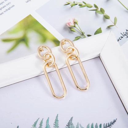 Sterling silver needle hoop earrings with geometry design and electroplated finish