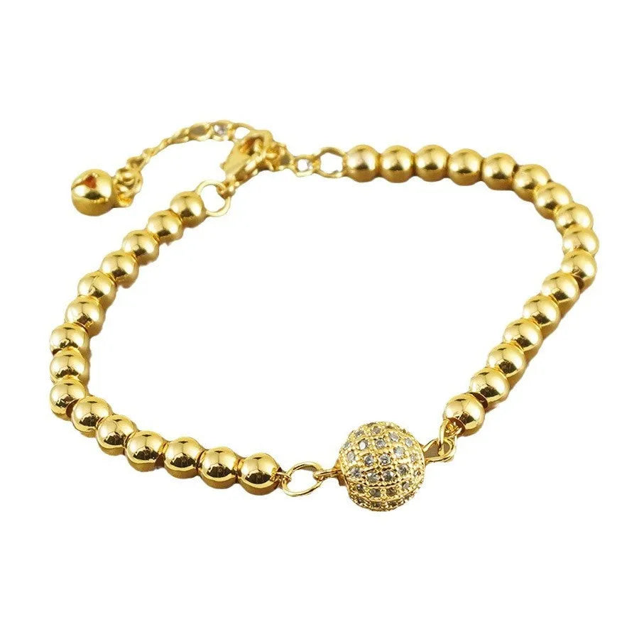 Women's copper bracelet with heart-shaped Arabic design and zircon stones for daily jewellery