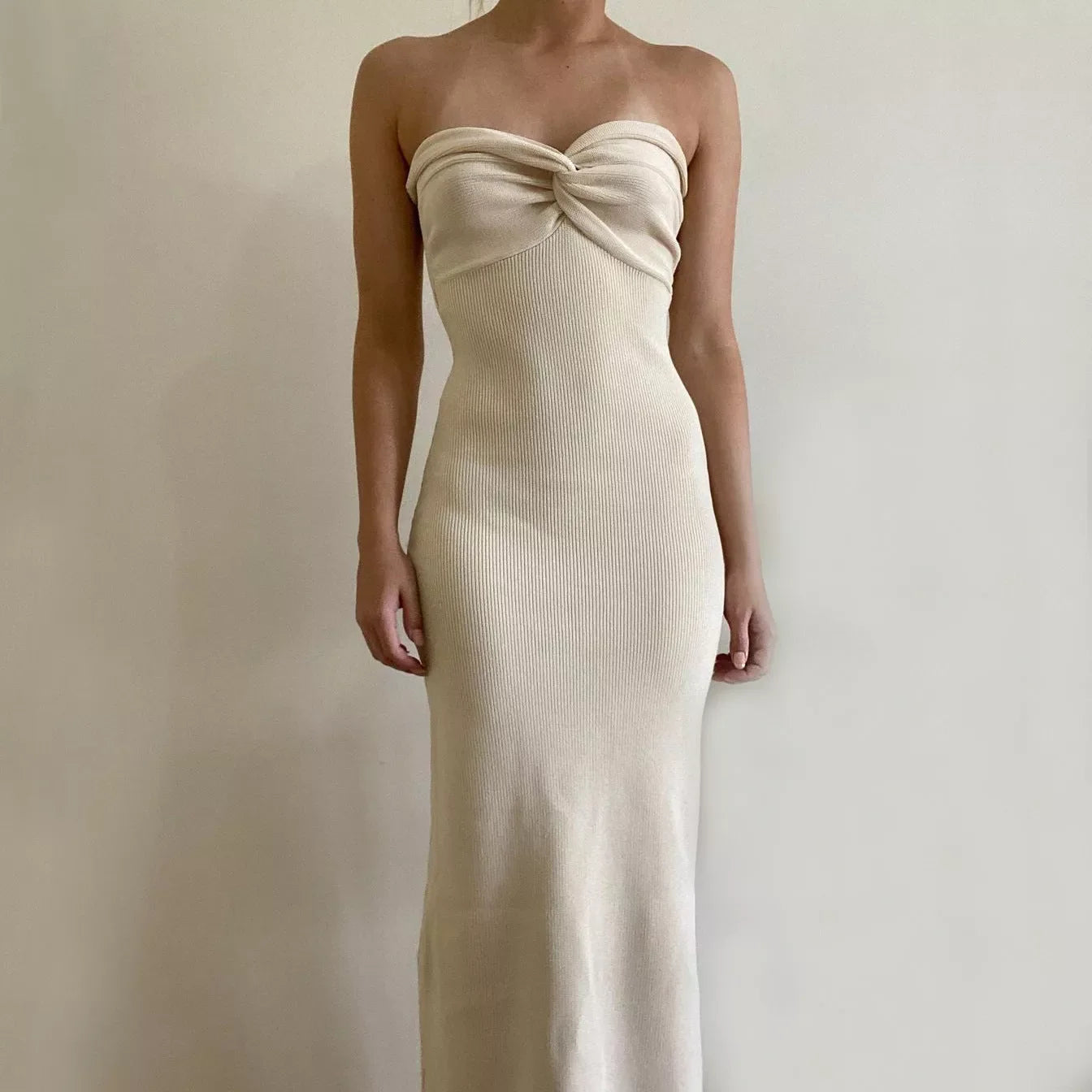 Women's knitted cross off-shoulder dress in various colours
