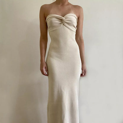 Women's knitted cross off-shoulder dress in various colours