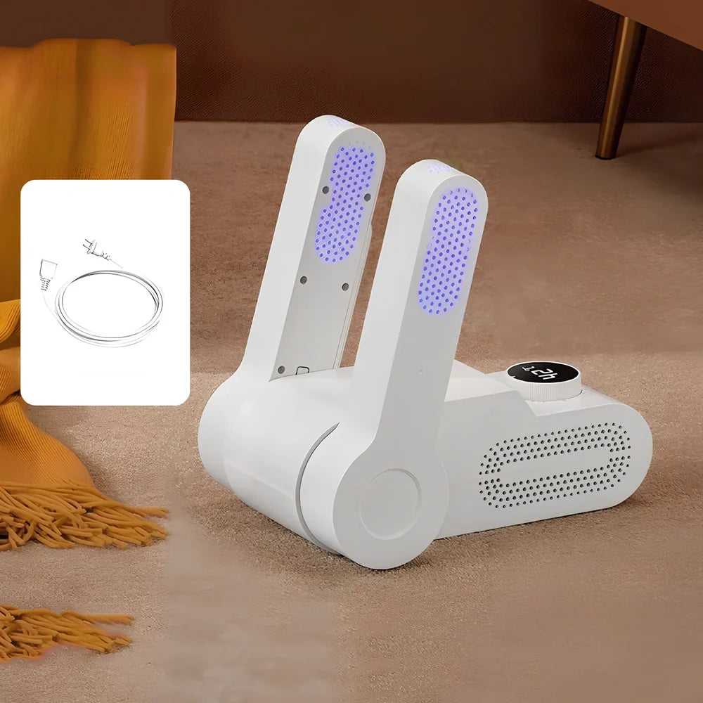 Household shoe dryer with telescopic design showing UK plug and 1.3m cord for footwear drying