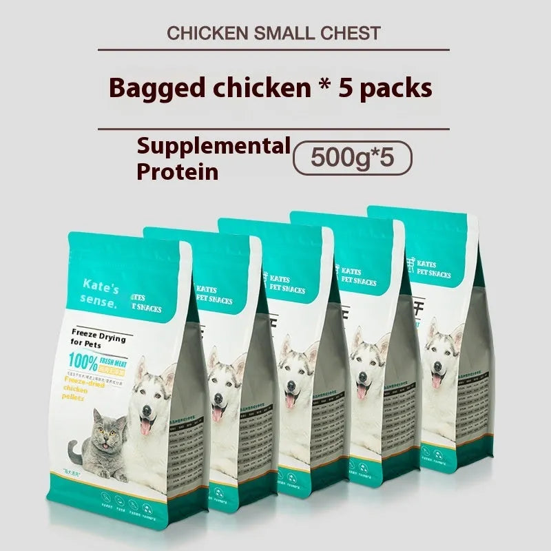 500g chicken freeze-dried cat snack in resealable bag or barrel packaging options