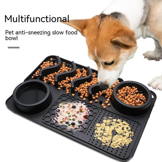 Premium silicone pet licking pad in various colours, designed to slow down eating and promote dental health for dogs