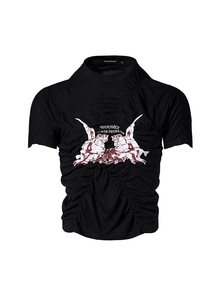 Black men's slim fit T-shirt with short sleeves and round neck collar
