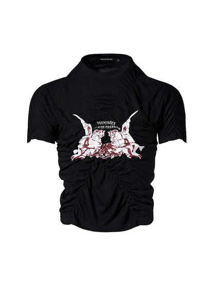 Black men's slim fit T-shirt with short sleeves and round neck collar