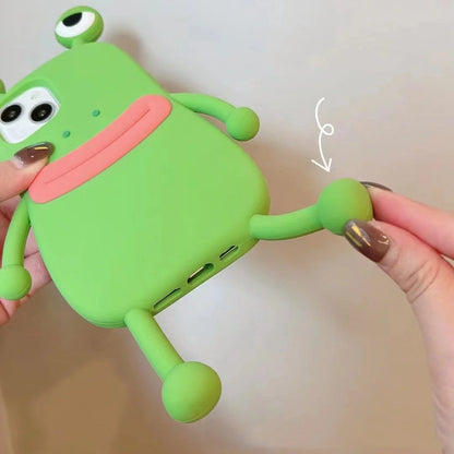 Cartoon Cute Shockproof Bumper Cover for iPhone with 3D frog design