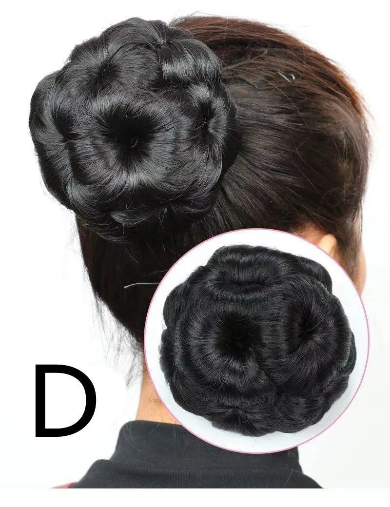High temperature silk wig hair ring for short hair bun and nine flower ball head bridal costume styling