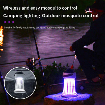 White electric mosquito killer lamp with star projection and folding handle for 20m² coverage