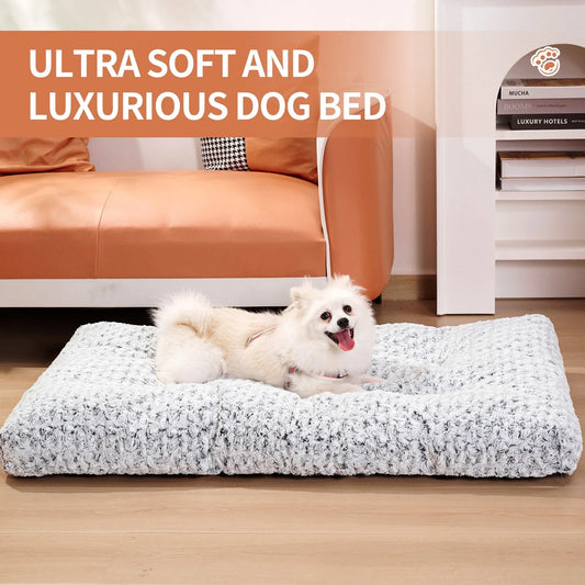Premium rose velvet orthopedic dog bed with soft, fluffy cotton lining for maximum comfort and support
