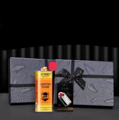 Windproof kerosene lighter with grinding wheel, pure copper case, shown with artistic design options.