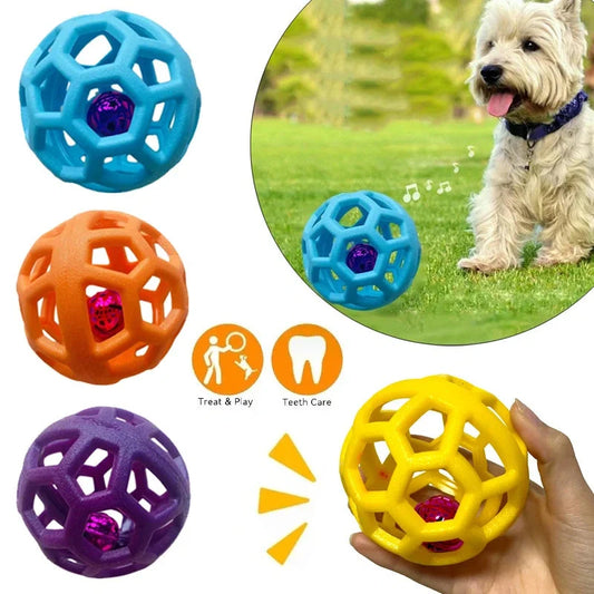 TPR dog chew ball toy in various colours for interactive play and dental health