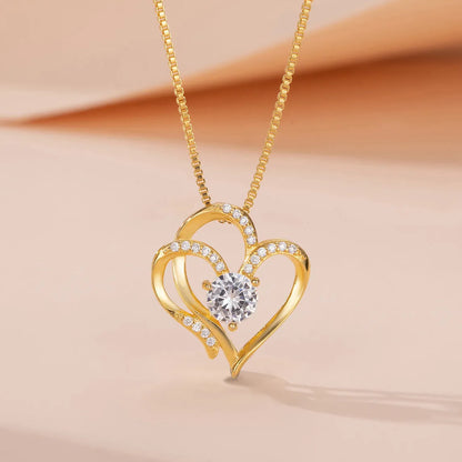 Women's simple heart-shaped 925 silver necklace with gold-tone plating options.