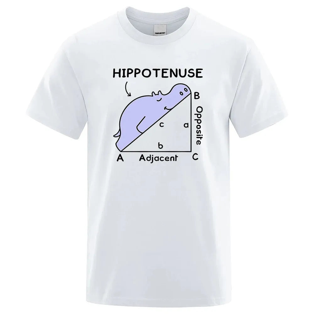 Hippotenuse Opposite Adjacent printed mathematics design on a loose fit cotton T-shirt.