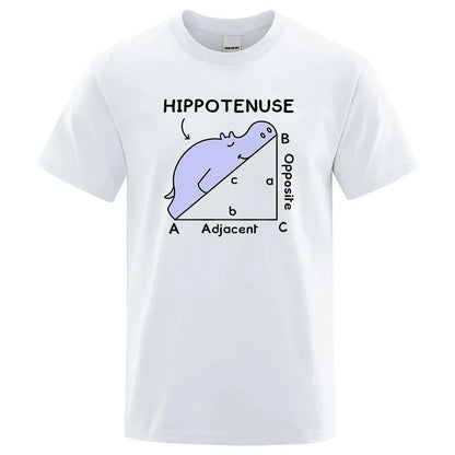 Hippotenuse Opposite Adjacent printed mathematics design on a loose fit cotton T-shirt.