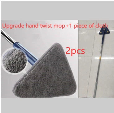 Extendable Triangle Mop with 360° rotatable head for deep cleaning floors, walls, and ceilings