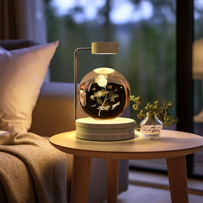Crystal Ball Cosmic Dinosaur Indoor Night Light with USB Power and Warm Bedside Lighting