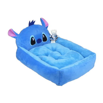 Washable plush pet bed for small dogs and cats in cartoon sofa design with multiple colour options