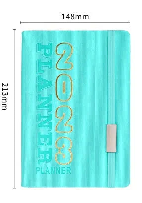 Creative student almanac calendar with imitation leather cover open to show weekly layout