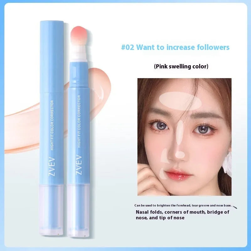 Concealer tube with sponge brush applicator in three colour options for skin tone correction