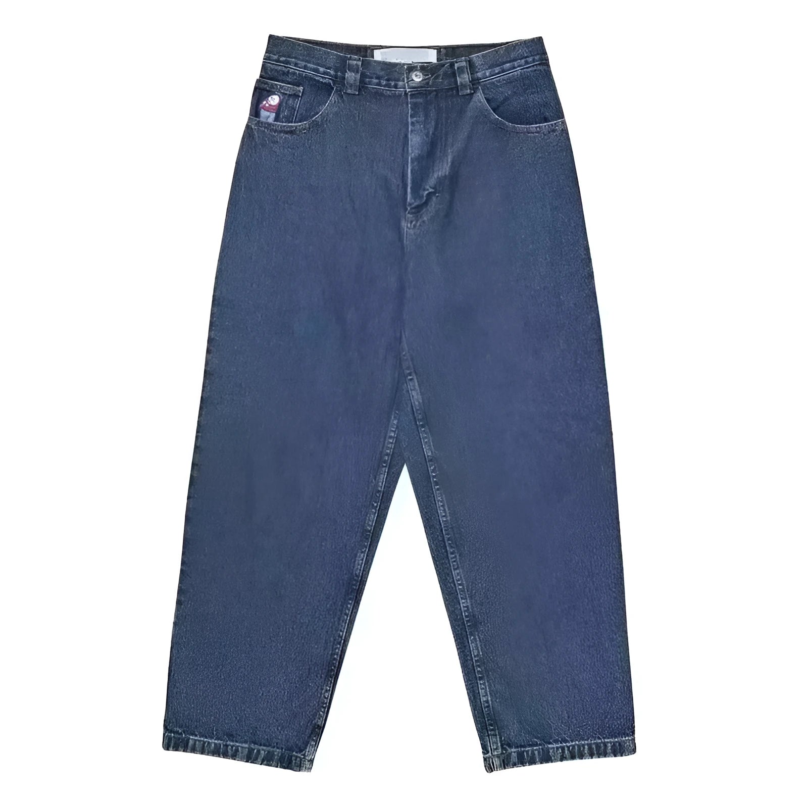 Men's retro patterned straight-leg trousers in dark blue, black, and light blue colour options