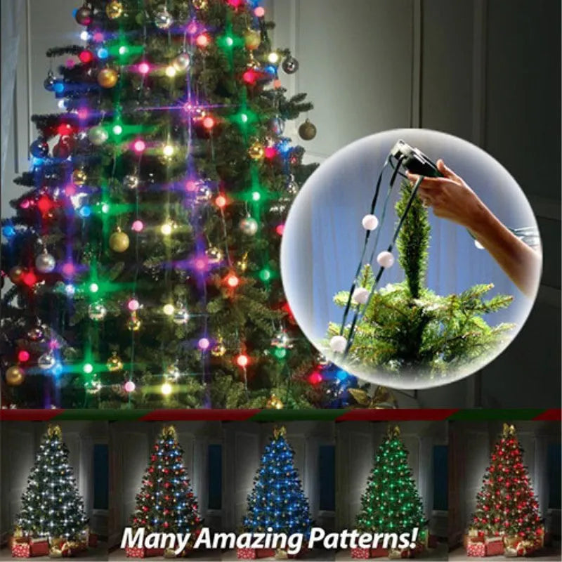 64 LED bead Christmas tree light string on a 1.8-metre wire with button control for dimming and colour changes