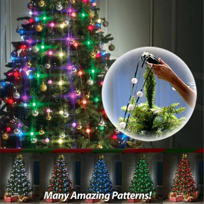 64 LED bead Christmas tree light string on a 1.8-metre wire with button control for dimming and colour changes