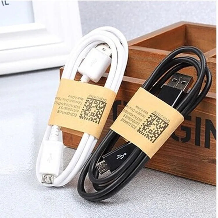 Android micro USB data cable 1 metre length black or white charging and sync cable