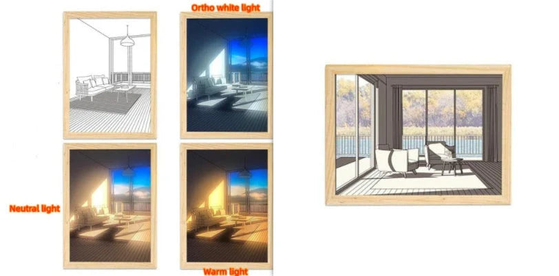 Customizable illuminated picture frame with adjustable LED lighting for home decor