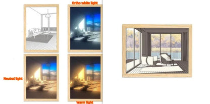 Customizable illuminated picture frame with adjustable LED lighting for home decor