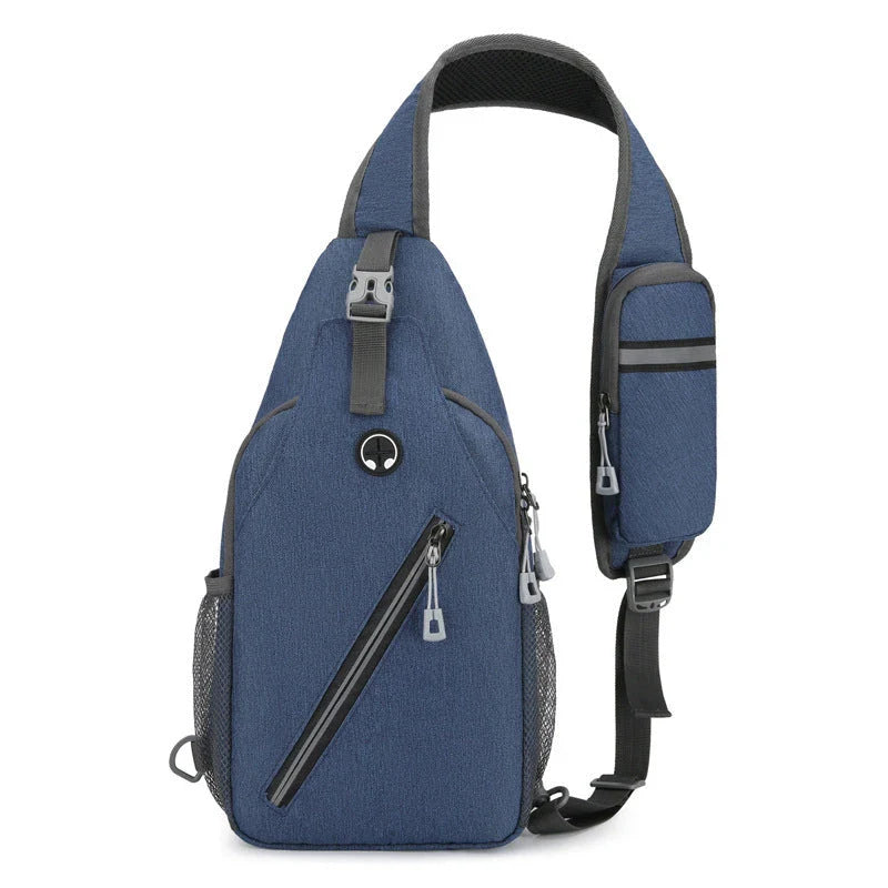 Rugged canvas crossbody bag for men in various colors, featuring a spacious main compartment, adjustable shoulder strap, and multiple pockets for organized storage.