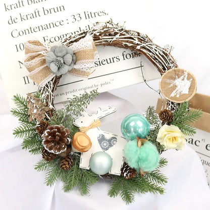 Wooden Christmas garland decoration in red and green festive styles, 30cm long.