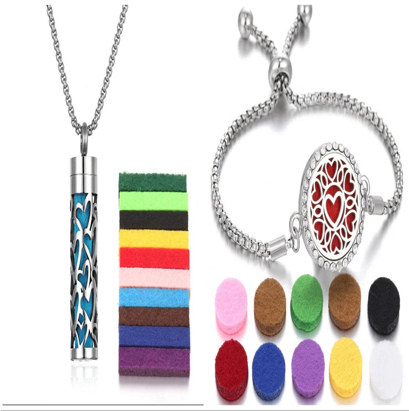 Kaleidoscope Aromatherapy Bracelet with essential oil diffuser locket in various designs