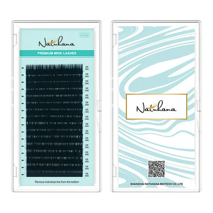 Soft velvet false eyelashes showing artificial fibre construction in various lengths from 7mm to 15mm