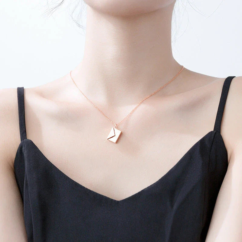 Stylish envelope pendant necklace made of premium titanium steel, with adjustable length and versatile design for any occasion