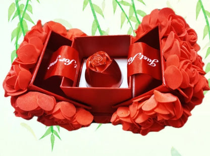 Valentine's Day Metal Rose Jewelry Gift Box Necklace with adjustable crystal necklace and maroon gift box