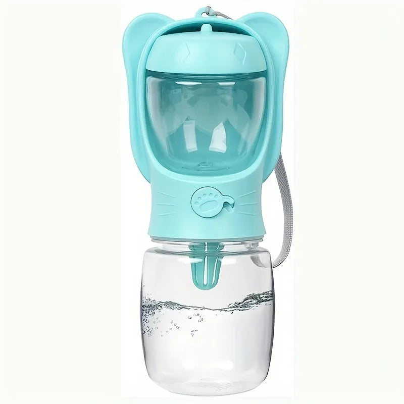 2 in 1 dog water bottle with food container in green, pink or white, 350ml or 550ml, leak proof portable pet dispenser
